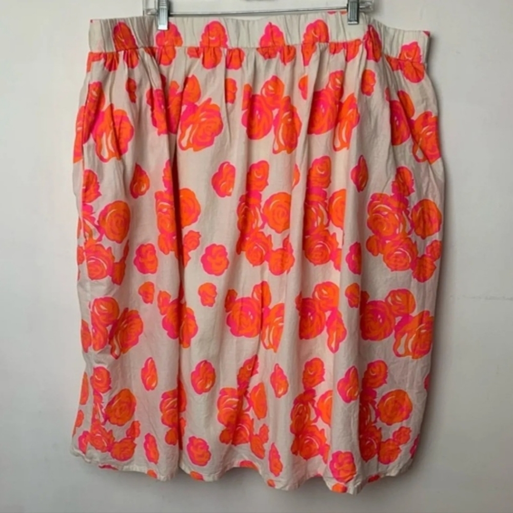 Lane Bryant Bright Orange & Pink Flower Skirt